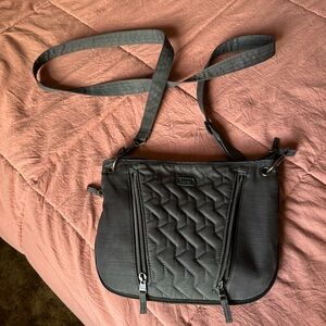 Lug Quilted Black Dark Gray Crossbody Bag